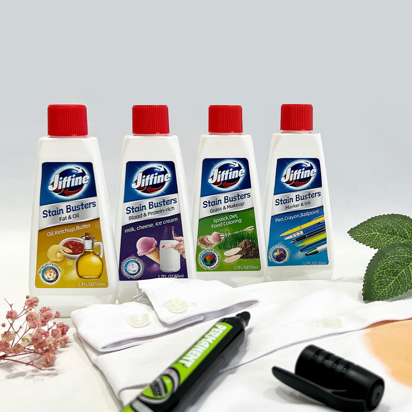 JIFFINE Oil Stains, Grass Stains, Milk Stains, Pen Stain Combination