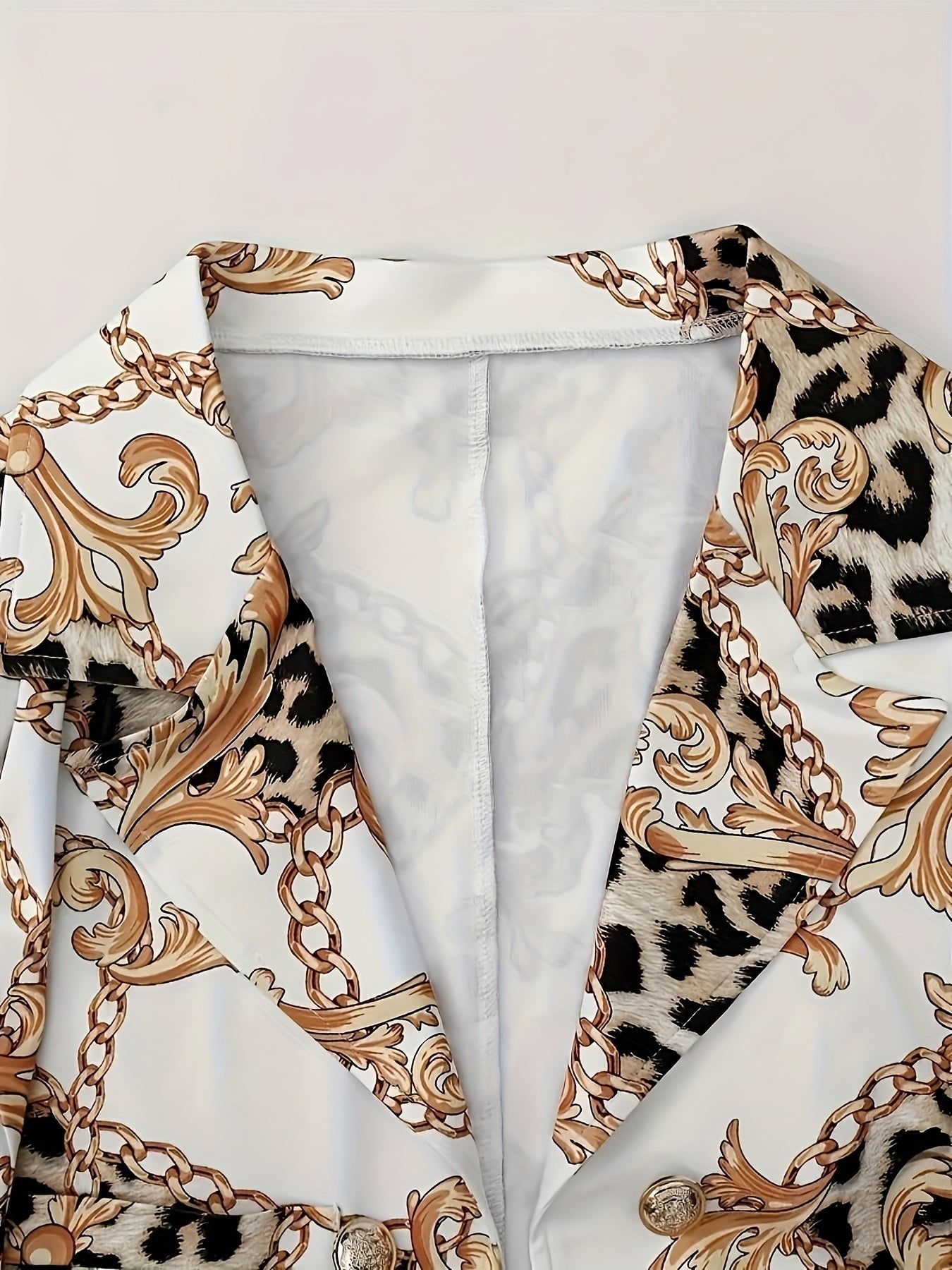 Two Piece Lapel Blazer Set Geometric Print Micro Elastic Fake Buttons Casual Fabric Outfit For Spring Fall Polyester Womens Clothing Amazon Does Not Sell