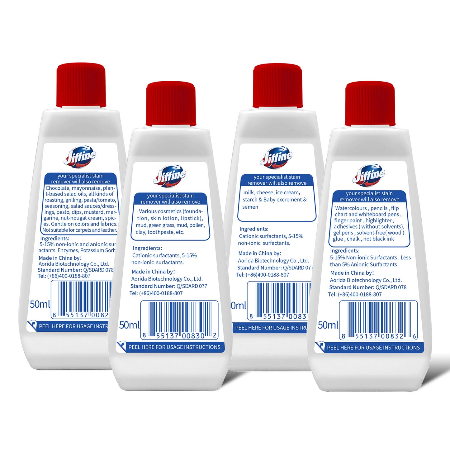 JIFFINE Oil Stains, Grass Stains, Milk Stains, Pen Stain Combination